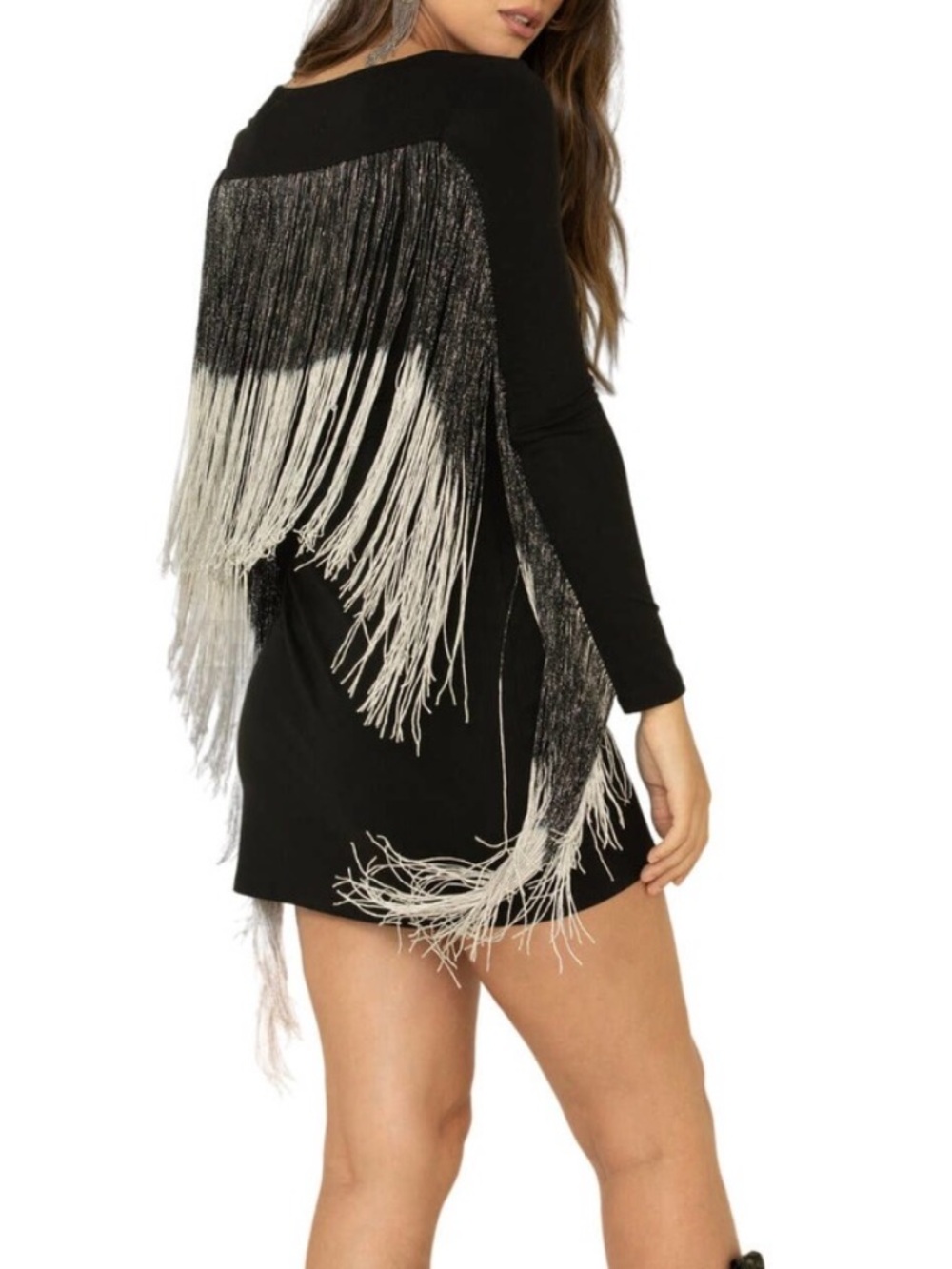 NWT Idyllwind Queen of the Night Fringe Mini Dress Black Sz XL Festival Western